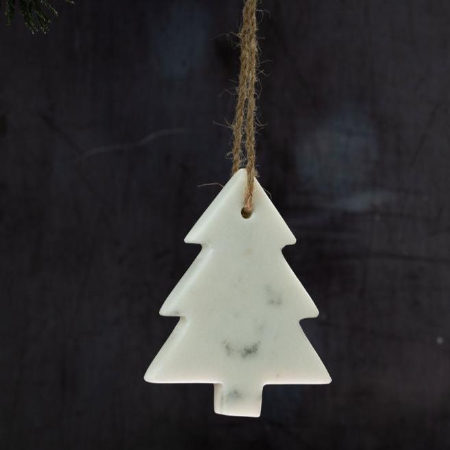 Hanging Marble Decoration | Tree | White